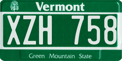 VT license plate XZH758