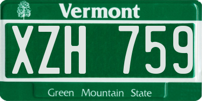 VT license plate XZH759