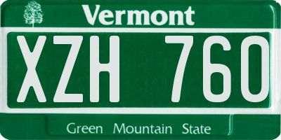 VT license plate XZH760