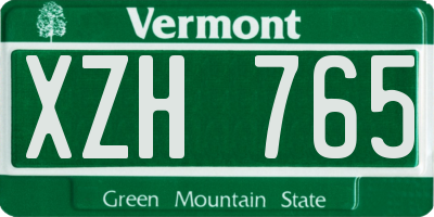 VT license plate XZH765