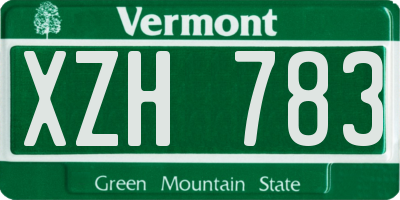 VT license plate XZH783