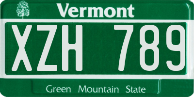 VT license plate XZH789