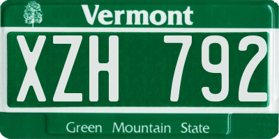 VT license plate XZH792