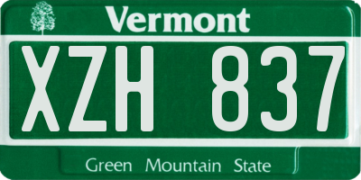 VT license plate XZH837