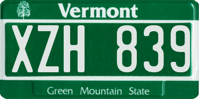 VT license plate XZH839