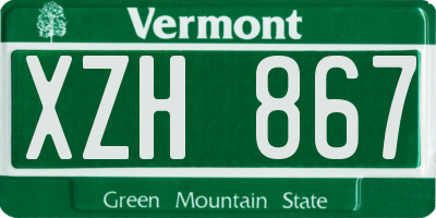 VT license plate XZH867