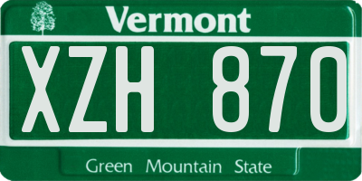 VT license plate XZH870