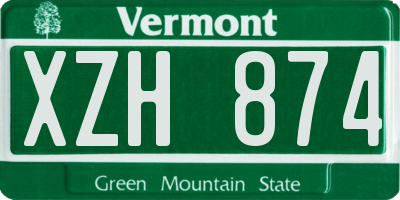 VT license plate XZH874