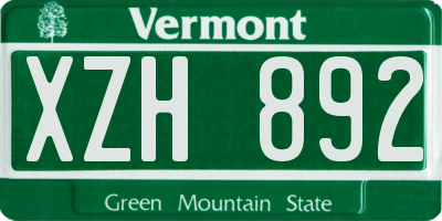 VT license plate XZH892