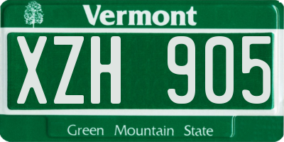 VT license plate XZH905