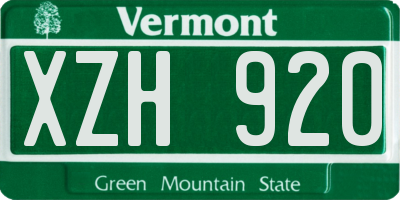 VT license plate XZH920