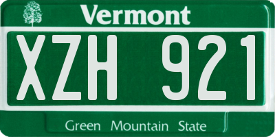 VT license plate XZH921
