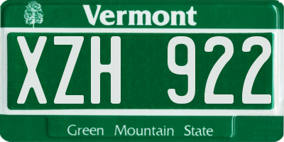VT license plate XZH922