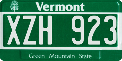 VT license plate XZH923