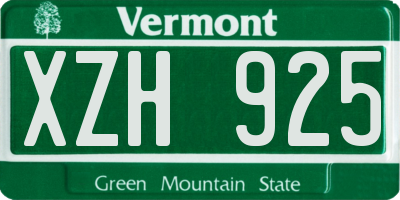 VT license plate XZH925
