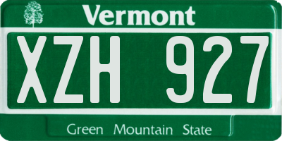 VT license plate XZH927