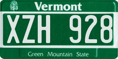 VT license plate XZH928