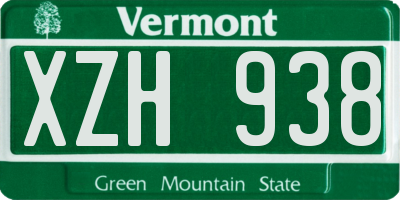 VT license plate XZH938