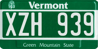 VT license plate XZH939