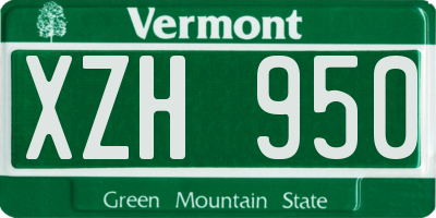 VT license plate XZH950