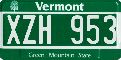 VT license plate XZH953