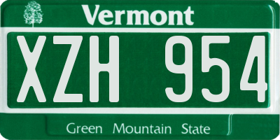 VT license plate XZH954