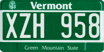 VT license plate XZH958