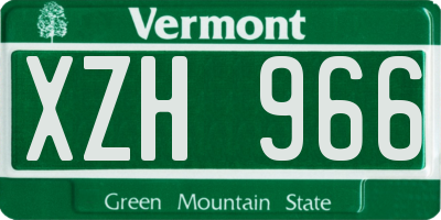 VT license plate XZH966