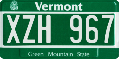 VT license plate XZH967
