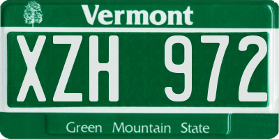 VT license plate XZH972