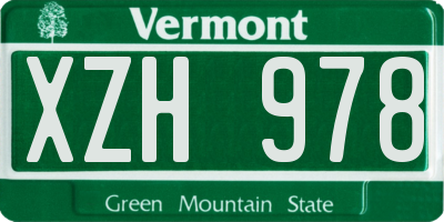 VT license plate XZH978