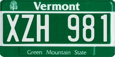VT license plate XZH981