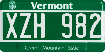 VT license plate XZH982