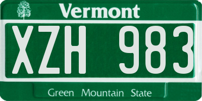 VT license plate XZH983