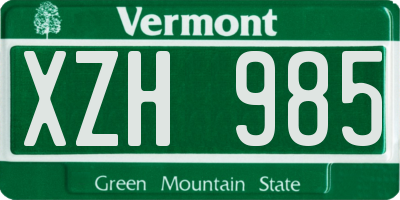 VT license plate XZH985