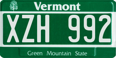 VT license plate XZH992