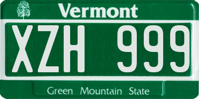 VT license plate XZH999