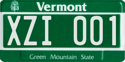 VT license plate XZI001