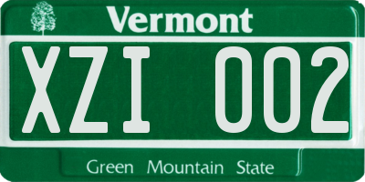 VT license plate XZI002