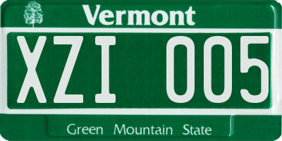 VT license plate XZI005