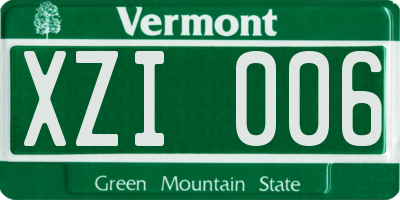 VT license plate XZI006