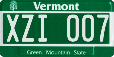 VT license plate XZI007