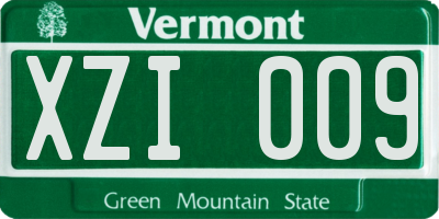 VT license plate XZI009