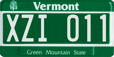 VT license plate XZI011