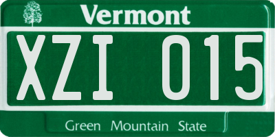 VT license plate XZI015