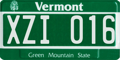 VT license plate XZI016