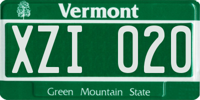 VT license plate XZI020