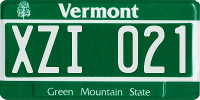 VT license plate XZI021