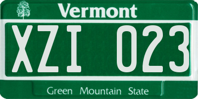 VT license plate XZI023