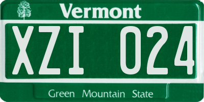 VT license plate XZI024